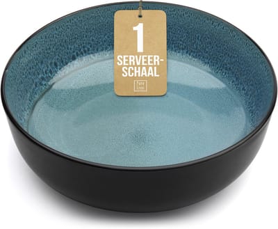 Pure Living Ibiza Dark Grote Serveerschaal - Ø 26,5 cm - Grijsblauw - Aardewerk - Vaatwasserbestendig - Magnetronbestendig