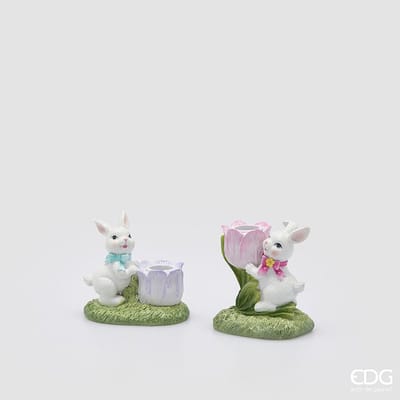 EDG Enzo De Gasperi Konijn kandelaar set van 2 H10 D10 Pasen paasdecoratie