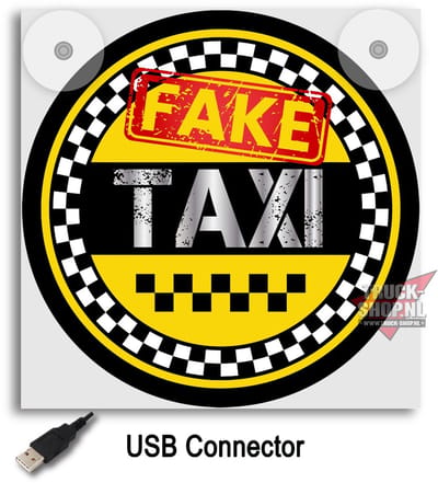 Lichtbakje Deluxe Fake taxi geel met USB aansluiting voor vrachtwagen, tractor, caravan, auto, truck, enz