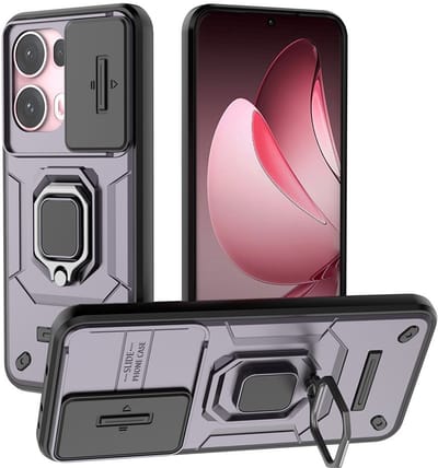 Coverup Hoesje - Geschikt voor OPPO Reno13 Pro 5G Hoesje - Coverup Ring Kickstand Back Cover met Camera Shield - Paars