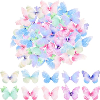 Kleurrijke 3D Vlinders voor Creatieve Projecten, Mini Applicaties voor Wanddecoratie, DIY Sieraden en Haaraccessoires - 100 Stuks