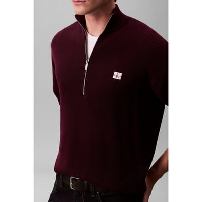 Calvin Klein Ls Ez Cotton Waffle Sweater Passion Plum Maat: XXL | Sweaters Outlet | Heren | Paars
