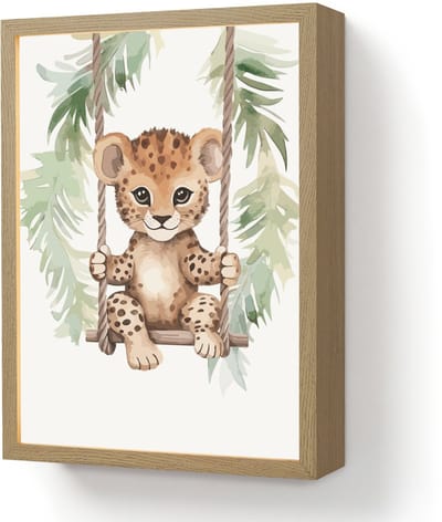 Nachtlampje 30x40 cm - Kinder lamp - Luipaard - Dier - Kinderen - Jungle - Tafellamp kinderkamer draadloos - Slaapkamer lampje - Bedlamp kinderen - Kinderlampje - Wandlamp babykamer - Nachtlampjes