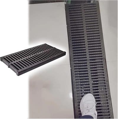 Afvoerrooster Zwart - Gootdeksel Hars - Waterafvoer Tuin - Anti-slip Ontwerp - 500 x 500 mm - Zwart