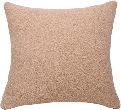 Zacht teddy pluche kussensloop 45 x 45 cm in beige, knuffelkussen, sierkussen, decoratieve kussensloop, comfortabele overtrek