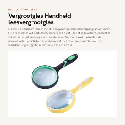 Dailygoods- Vergrootglas 10X - Handheld Loep - Antislip Handvat - Draagbaar - 75mm - Lichtgewicht 129g