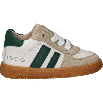 Shoesme Wit-Groen Sneakertje - Sneakers Kinderen - Jongens - Beige Green - Suède - Maat 21