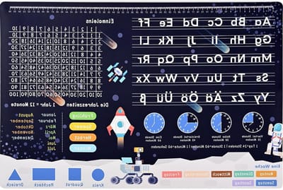 Ruimte ABC Bureau Mat voor Kinderen - Wasbare, Waterdichte en Antislip Leer Mat voor Creatieve Activiteiten en Schoolgebruik 60 x