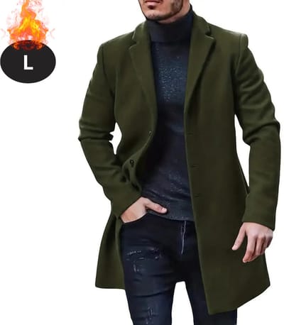 Livano Winterjas - Trenchcoat - Heren - Winter - Herfstjas - Volwassen - Stijlvol - Knopen - Legergroen - L