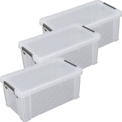 Whitefurze Opbergbox - 3x stuks - 7.5 liter - Transparant - 25 x 19 x 16 cm - kunststof - opslag oplossingen - kist - met deksel
