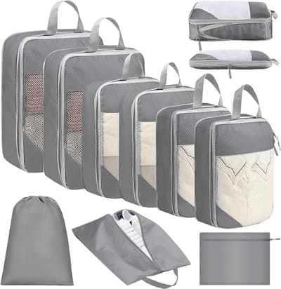 Famanu – Opbergzakken set van 9 stuks - packing cubes met rits voor kleding en accessoires - maximaliseert ruimte in koffer of rugzak - ideaal voor vakantie - reizen - kamperen en zakenreizen