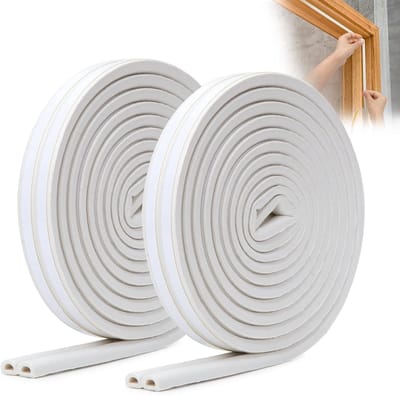 Famanu – Raamafdichting - 12 m - zelfklevend - tochtstopper - isolatie - voor ramen en deuren - weerbestendige strips - voor deuren (wit)