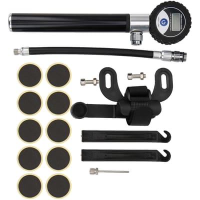 Fiets Digitaal Display Luchtpomp met Naalden Slangset Fietsband Lekreparatieset black