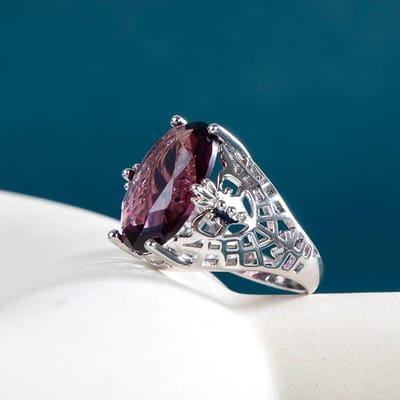 POMOiii Edele Ovale Paarse Steen Vrouwen Ring Elegante Verjaardag Cadeau Ring Voor Minnaar Dazzling Zirkoon Vrouwelijke Mode-sieraden Cadeau 10 gray