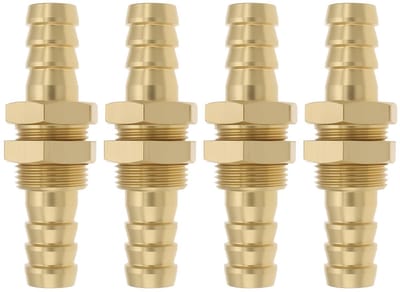 Dailygoods- Slangconnector 10mm - Messing Fitting - Dubbele Aansluiting - Voor Brandstof/Water/Lucht - 4 Stuks - Corrosiebestendig - Pijpconnector