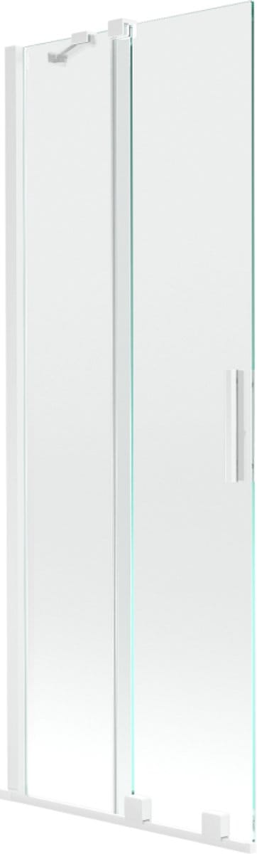 Mexen Velar badwand 2-delige schuifwand 75 x 150 , transparant, wit - 896-075-000-01-20