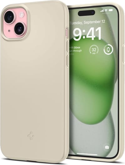 Geschikt voor Spigen Apple iPhone 15 Plus Thin Fit hoesje - Beige