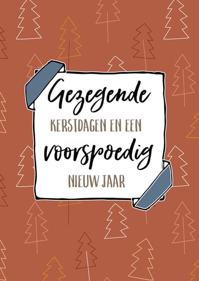 Kerstkaart 'Gezegende kerstdagen - bomen' ' 12 stuks met envelop