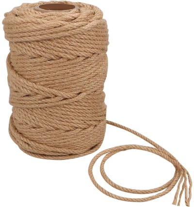 Touw 50 m x 6 mm natuurlijk jute touw sisal touw voor kattenkrabber/tuin bundelen, reparatie kattenboom (bruin)