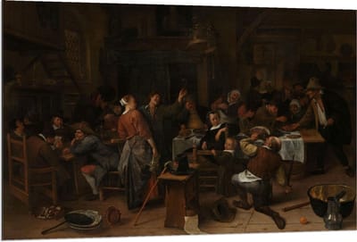 Dibond - Oude Meesters - Prinsjesdag, Jan Havicksz. Steen, 1660 - 1679 - 120x80cm Foto op Aluminium (Wanddecoratie van metaal)