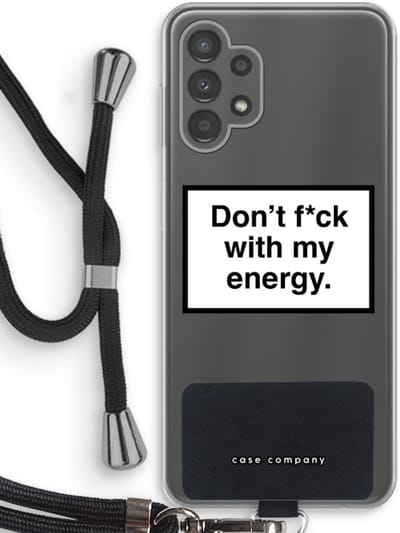 Case Company® - Hoesje met koord geschikt voor Samsung Galaxy A13 4G hoesje met Koord - My energy - Telefoonhoesje met Zwart Koord - Bescherming aan alle Kanten en Over de Schermrand