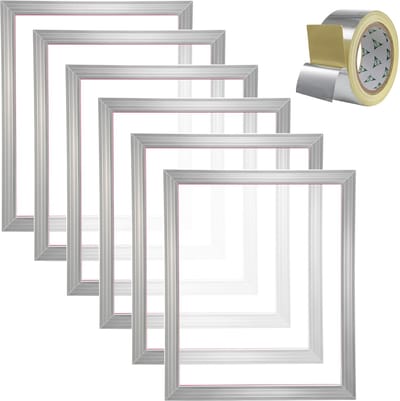 Zeefdrukset, 6 Stuks, 50,8 X 61 Cm Aluminium Zeefdrukraam, 110 Mesh, Gespannen Nylon Stof, Afdichtstrip voor T-Shirts en Doe-Het-Zelfartikelen