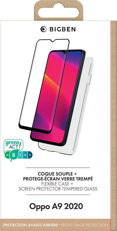 Bigben Connected, Hoesje geschikt voor Oppo A9 / A5 - 9H Anti-Shock Set met Tempered Glass, Transparant