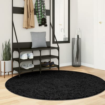 vidaXL - Vloerkleed - OVIEDO - laagpolig - Ø - 160 - cm - zwart