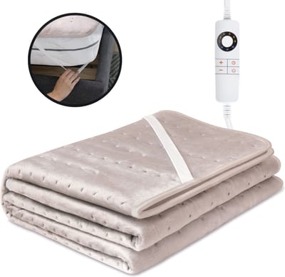 STAUS&BACH Elektrische onderdeken 160x140cm - Warmtedeken met 6 warmtestanden en timer - Wasbaar deken - Champagne roze - CozySnug