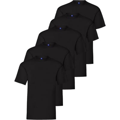 Kruze Heren Crew Neck T-Shirts (5 Pack) - Zwart
