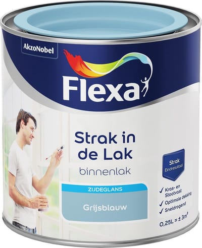Flexa Strak in de Lak - Watergedragen - Zijdeglans - grijsblauw - 0,25 liter