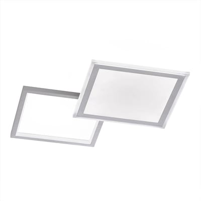 LED plafondlamp met afstandsbediening Plafondlamp eetkamer dimbaar CCT, aluminium zilver, 36W 2000Lm, LxBxH 51x51x4.5 cm, WOFI 11523