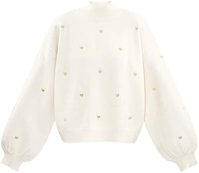 Comfortabele Gebreide Acryl Dames Trui met Metalen Hartpatroon - Paars - Maat S/M