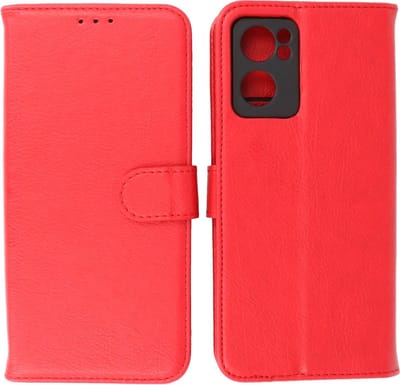 Oppo Reno 7 5G Hoesje - Book Case Telefoonhoesje - Kaarthouder Portemonnee Hoesje - Wallet Cases - Rood