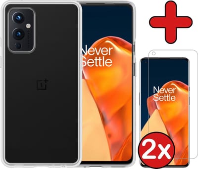 Hoesje - Met 2x Screenprotector - Geschikt voor OnePlus 9 - Sterk & Shockproof - Telefoon Hoes - Back Cover - Siliconen Case - Telefoonhoes - Transparant