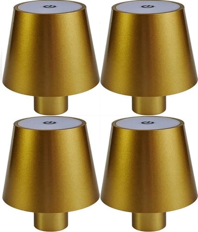 Flessenlamp - 4 Stuks - Tafellamp - Oplaadbare Tafellamp - Goud - Usb-C Oplaadbaar - Warm wit - Touch Dimbaar - LED