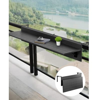 VEVOR Balkontafel, 1220x300mm, Opvouwbare balkonhangtafel, Opvouwbare tafel voor buitengebruik, Draagvermogen 22 kg, Geschikt voor leuningen van 2,54 tot 10,92 cm, Serveertafel voor terras en dek