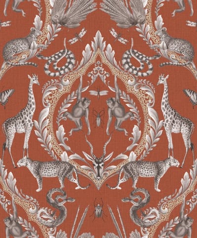 Bazaar - Dieren - Behang - Muurdecoratie - Wallpaper - Klassiek - Vliesbehang - Rood - 0,53 x 10 M.