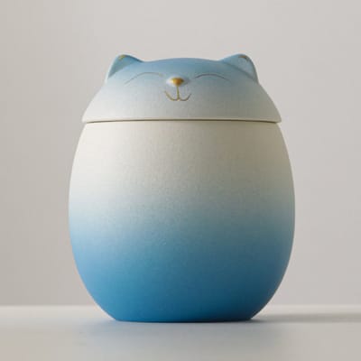 Urn Hond Kat Vogel – Poezenurn – Keramiek – Urnen – Urn Voor Dieren – Urn Hond Overleden – Urn Kat – 500 ML – Blauw en wit