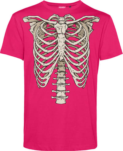 T-shirt kind Skelet | Carnavalskleding kinderen | Carnaval Kostuum | Foute Party | Fuchsia | maat 68