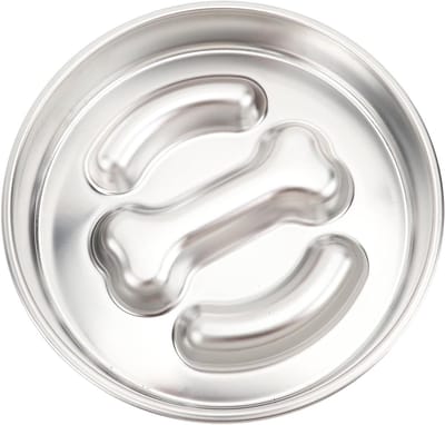 Slow Feeder Hondenbak - Voerbak Honden - Gezond Eten Bevorderen - Antislip Bodem - 22x22x4cm - Zilver