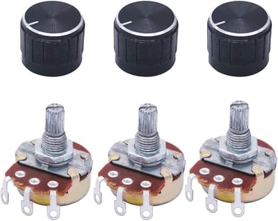Potentiometer Set - Variabele Weerstand - Elektronische Projecten - Enkele Draai Lineair - 10k Ohm - Zilver Zwart