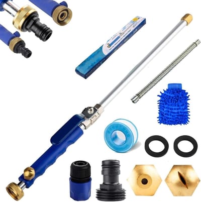 Hogedruksproeier - Tuinslang spuit Power washer - Buiten reinigen - 2 Mondstukken - 18 inch staaf - Blauw