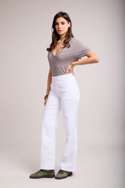 Toxik3 - Broek hoge taille jog denim wit straight extra comfy