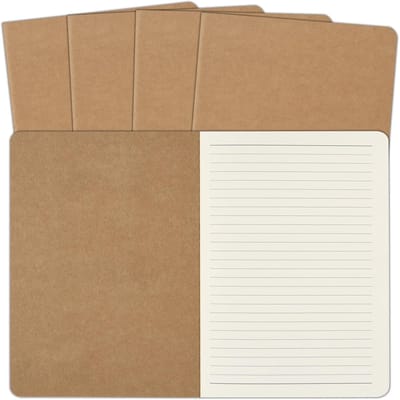 "A5 Notitieboek Set van 5 - Gelinieerd Schrift - Kraft Notitieboek 100 Pagina's - Schoolschrift voor School Werk Studie en Dagelijks Gebruik "