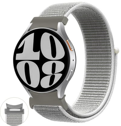 Stravo Klassiek Nylon bandje - Geschikt voor Samsung Galaxy Watch 7 (40 & 44mm) / FE / 6 / 6 Pro / 5 / 5 Pro / 4 / 4 Classic -Snelle Snelkoppeling & Naadloze Pasvorm Nylon Horlogebandje – Wit