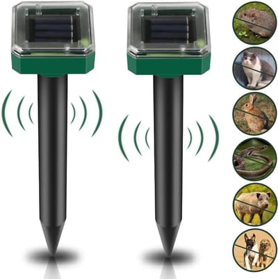 Rattenverjager op zonne energie - 2 stuks - Trillende rattenverjager op zonne-energie - Rattenverjager voor buiten - Mollen Verjager - Mollen Bestrijding - Mollenklem - Voor verjagen van ratten, slangen, gravende insecten, mollen, enz - Zwart