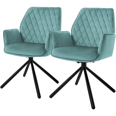 Eetkamerstoel set van 2 draaibaar met rugleuning en armleuningen Sage keukenstoel met microvezel fluwelen hoes ML design