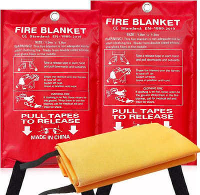 Brandwerende Deken Set (2 stuks) - 100x100 cm - Veilige Brandblusdeken voor Keuken en Thuis