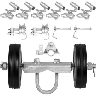 VEVOR Schuifpoortset, 146 mm Roldeur Hardware Kit Type C, Wieldrager met twee 146 mm wielbeugels, Zware Schuifpoortrollen voor Connect Rails Deurkozijnen, Schuifpoortgeleiderol, 272 kg